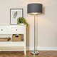image 1 of ValueLights Charlie Brushed Chrome Floor Lamp White Taper Shade & Bulb 