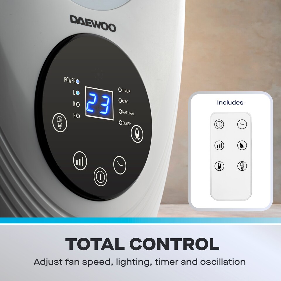 image 1 of Daewoo Bladeless Desktop Fan With Ambient Light | White | White | 1
