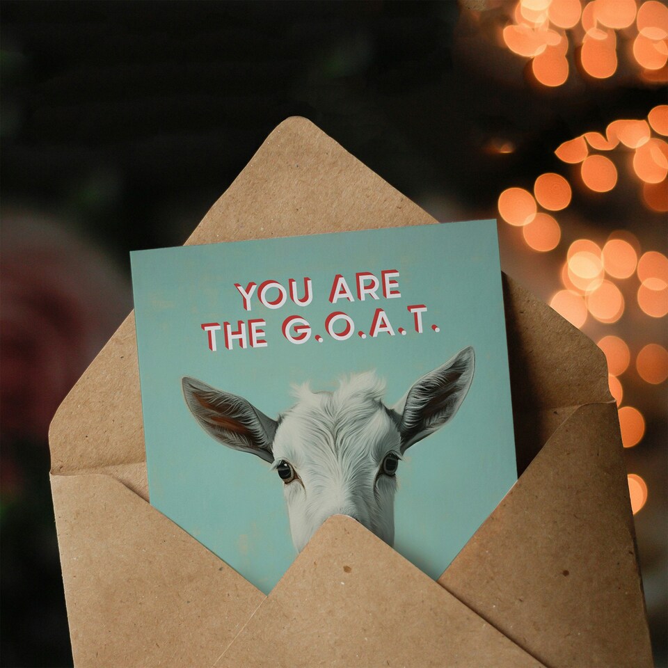 image 1 of Cute Greatest Time G.O.A.T. Goat Him Her Birthday Card