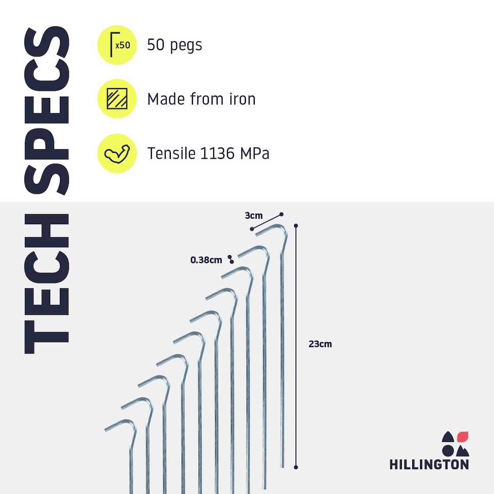 image 1 of 50 Tent Ground Pegs Green