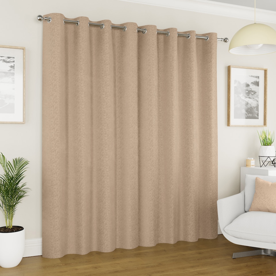 image 1 of Enhanced Living Vogue Latte Natural 90 x 54 inch (229x137cm) Eyelet Thermal Noise reducing Dim Out Curtains (PAIR)