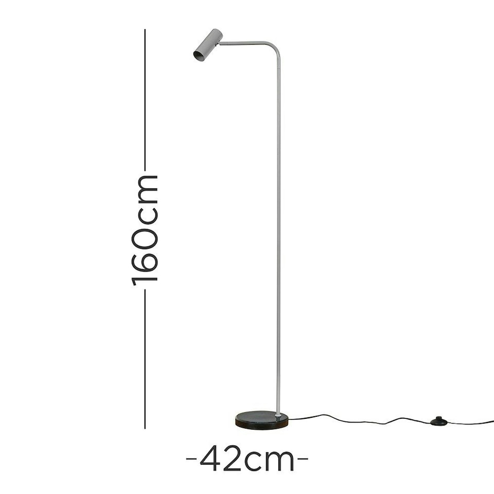 image 1 of ValueLights Modern Cool Grey And Black GU10 Angled Floor Lamp With Black Marble Base