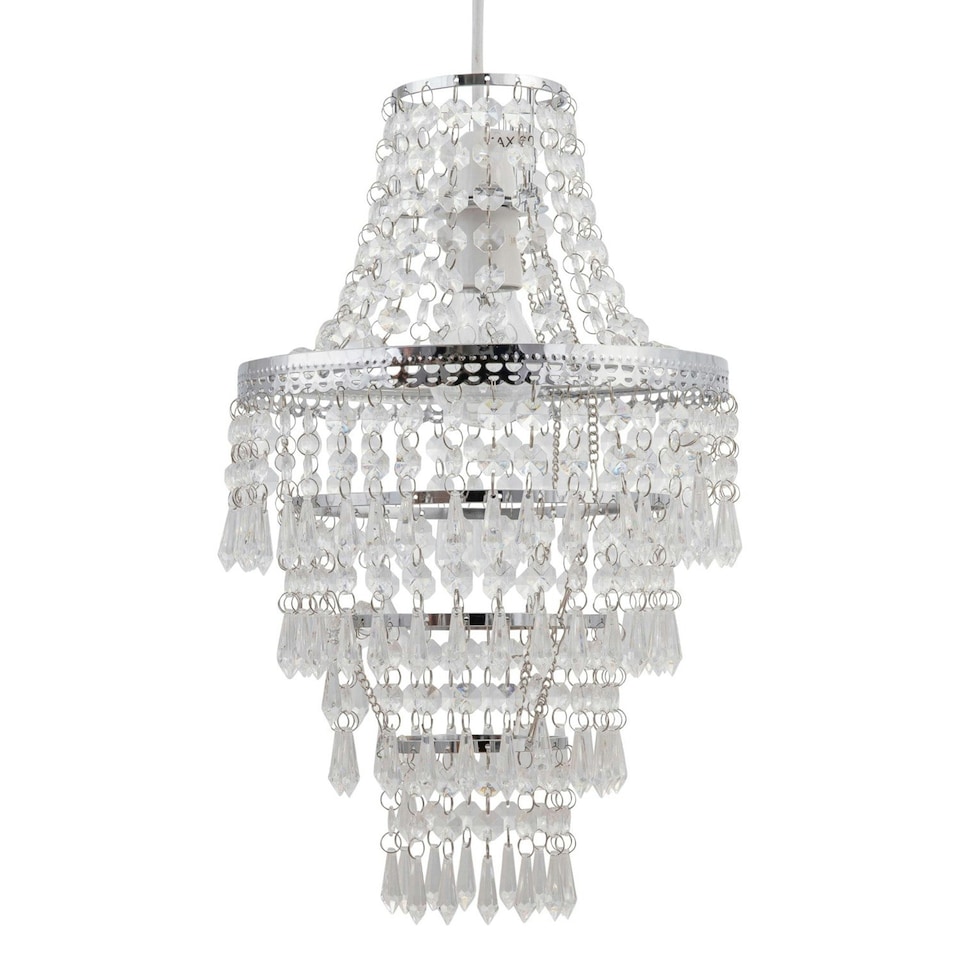 image 1 of First Choice Lighting Chrome Tiered Chandelier Style Light Shade Clear | Chrome