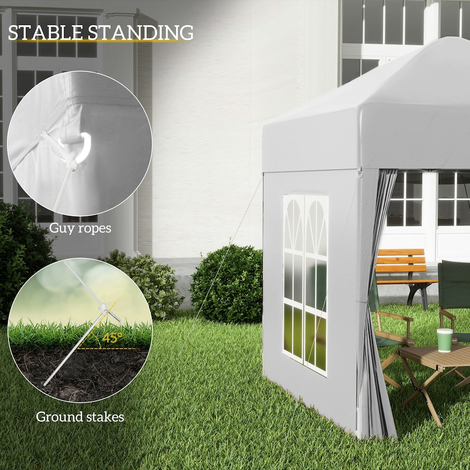 image 1 of Outsunny 2mx2m Pop Up Gazebo Party Tent Canopy Marquee with Storage Bag White