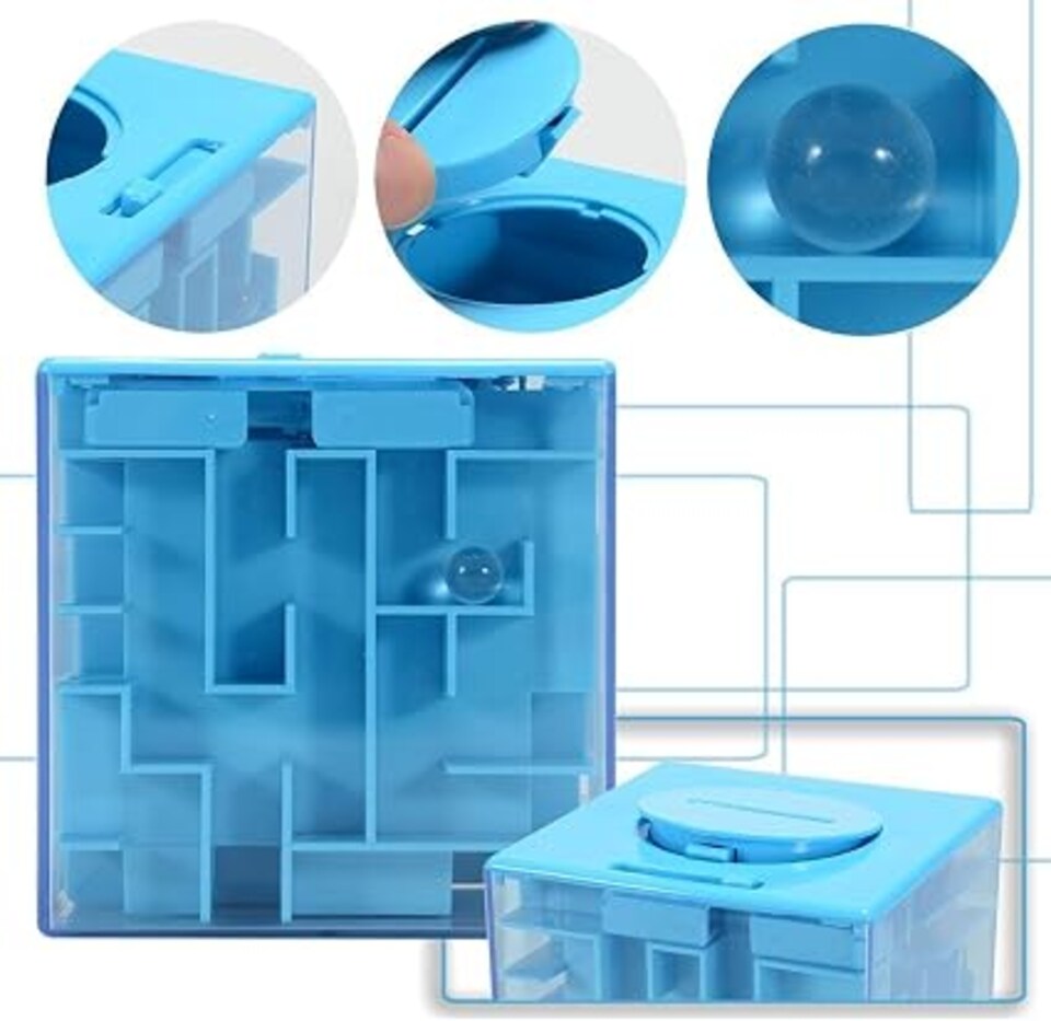 image 1 of London Boutique Money Maze Puzzle Box, 3D Maze Cash Gift Holder, 3 Pack, 7.6x7.6cm