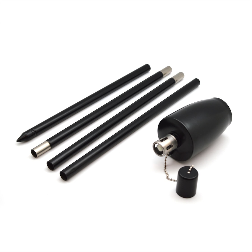 image 1 of Harbour Housewares Metal Garden Torches - Barrel - Black - Pack of 6