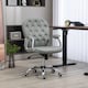 image 2 of Vinsetto Office Chair, Swivel Desk Chair, PU Vanity Chair with Adjustable Height and Rolling Wheels for Home Work Study, Grey