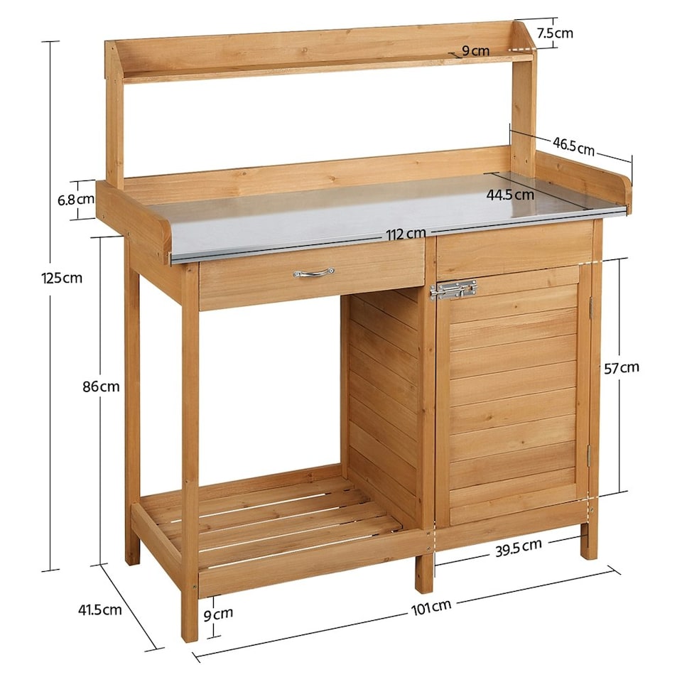 image 1 of Yaheetech Potting Bench Table Work Bench Metal Tabletop