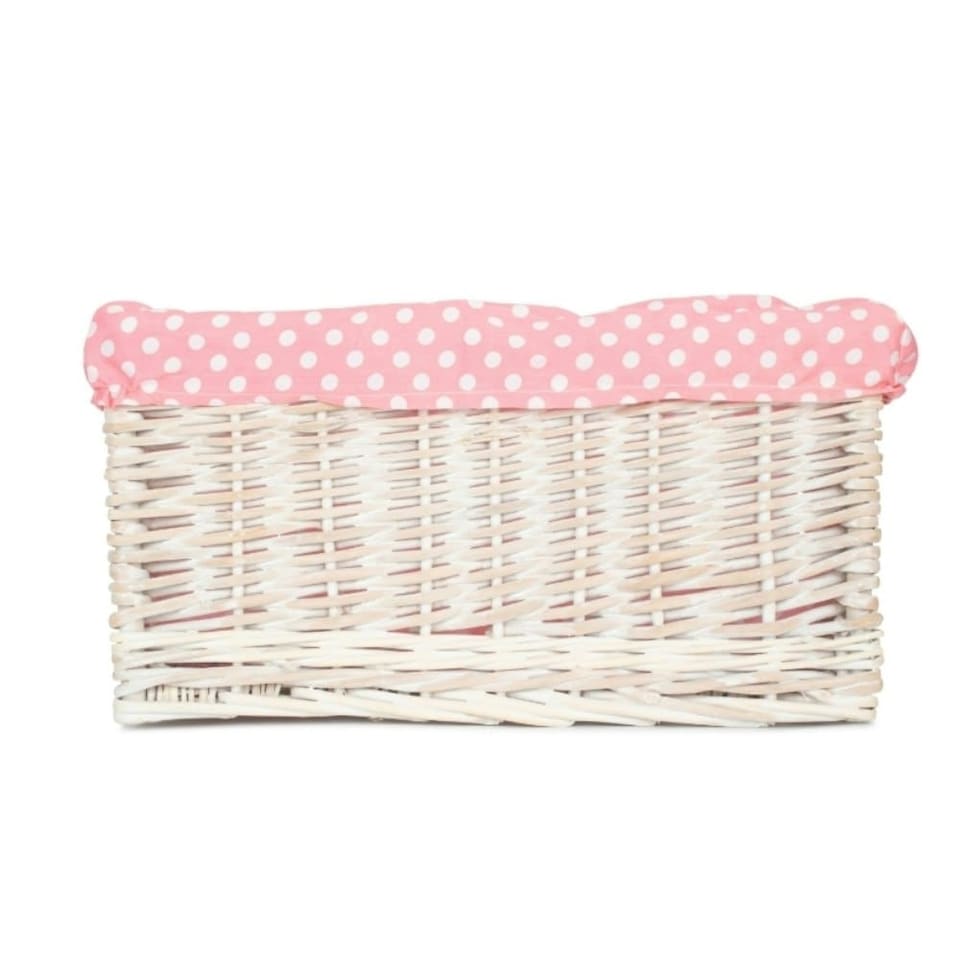 image 1 of Medium Pink Spotty Lined Storage Basket | Pink | Pink