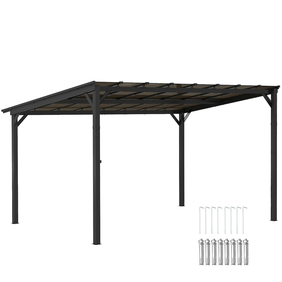image 1 of 3 x 4.3m Pergola Kit Gazebo with UPF 50+ and Waterproof Polycarbonate Roof