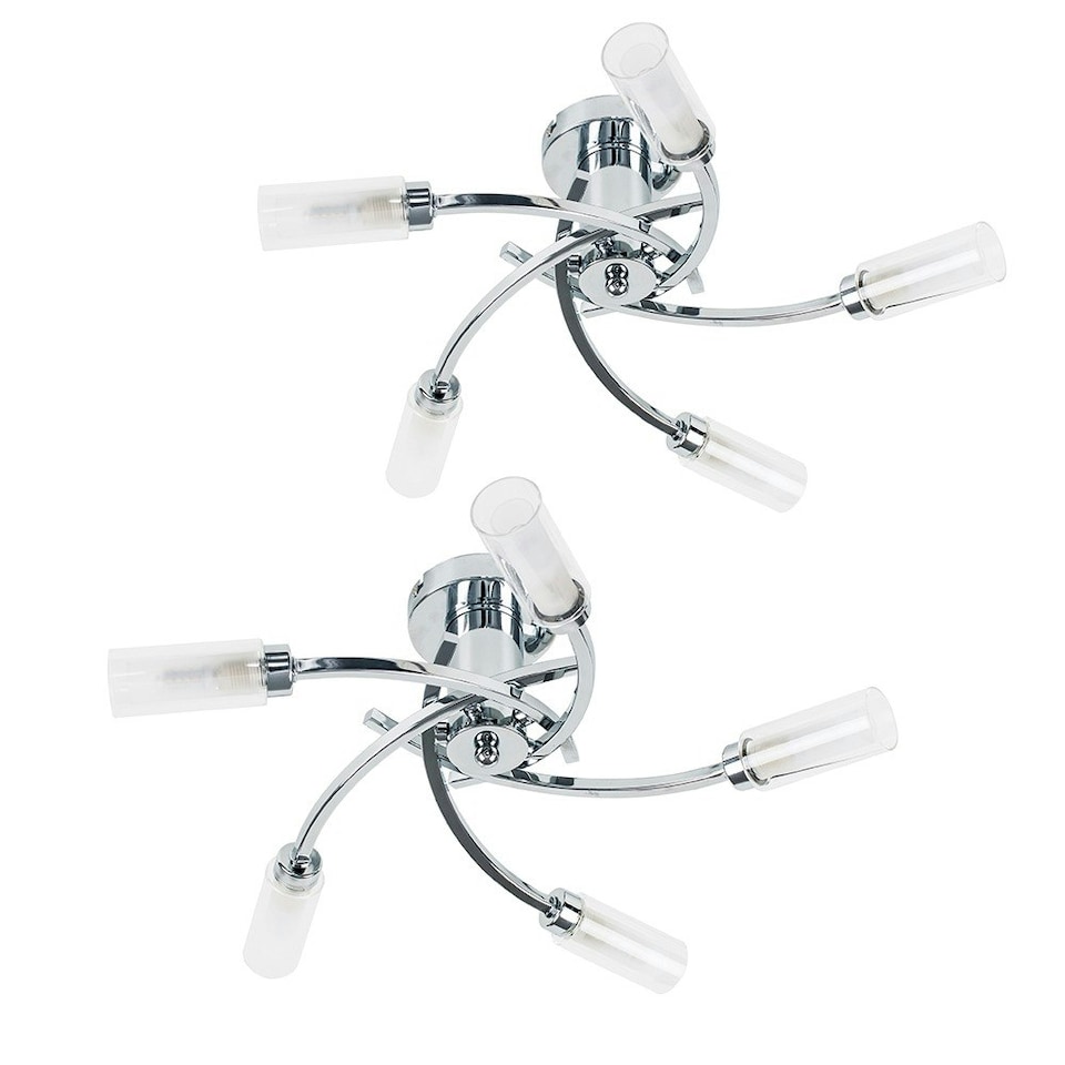 image 1 of ValueLights Claudia Pair of 5 Way Silver Ceiling Bar Light