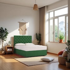 Athens Plush Bed Set With Mattress, 2 Drawers Same Side & 24"Headboard