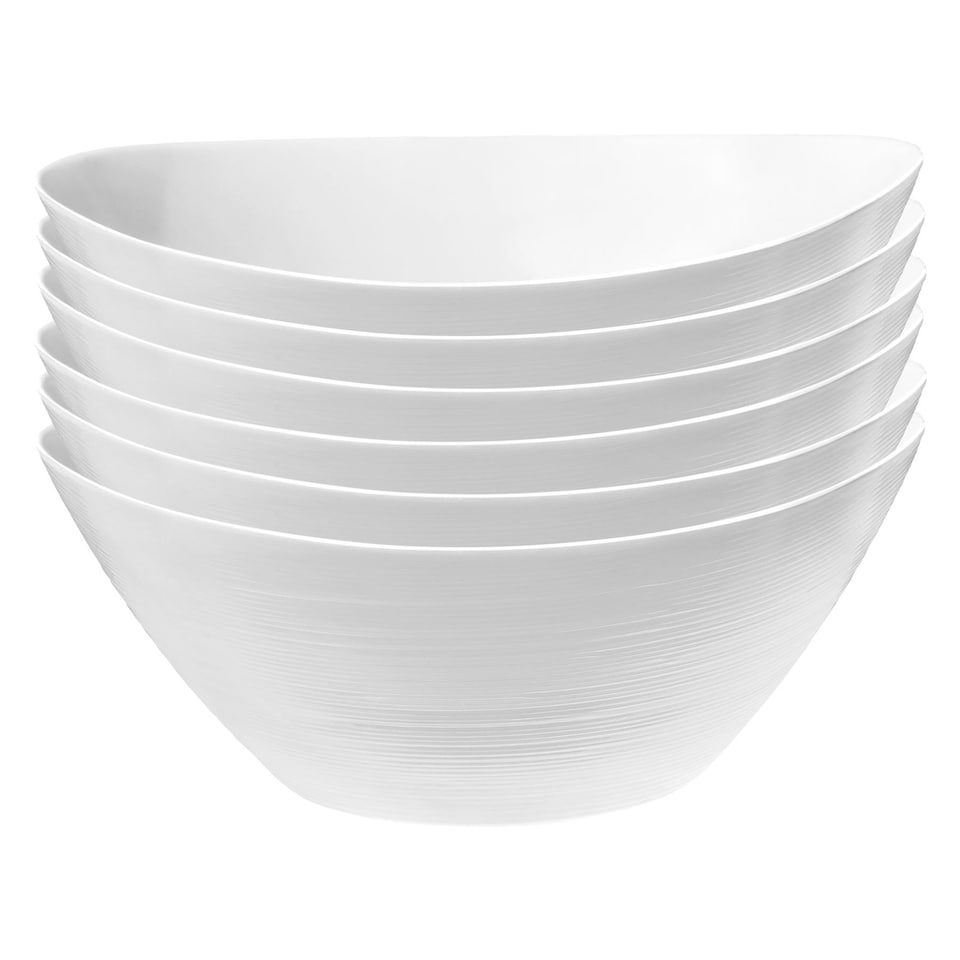 image 1 of Bormioli Rocco Prometeo Oval Glass Salad Bowls - 25cm - White - Pack of 6