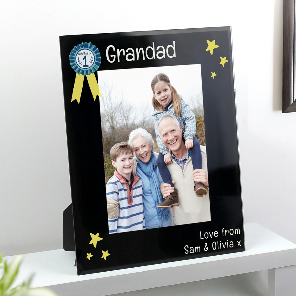 image 1 of Personalised No.1 Black Glass 5x7 Frame | Black | One Size