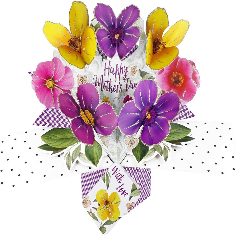 image 1 of Second Nature Mother's Day Pop Up Card with 'Happy Mother's Day' Lettering & Pansies