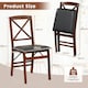 image 2 of COSTWAY Set of 2 Folding Chair Padded Kitchen Dining Seat Brown