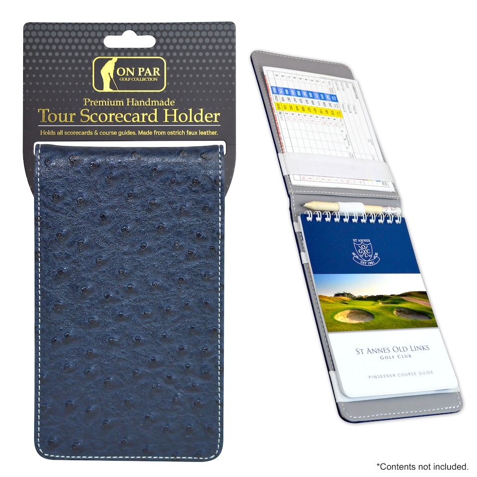 image 1 of Premium Ostrich Golf Scorecard Holder - Navy / Grey