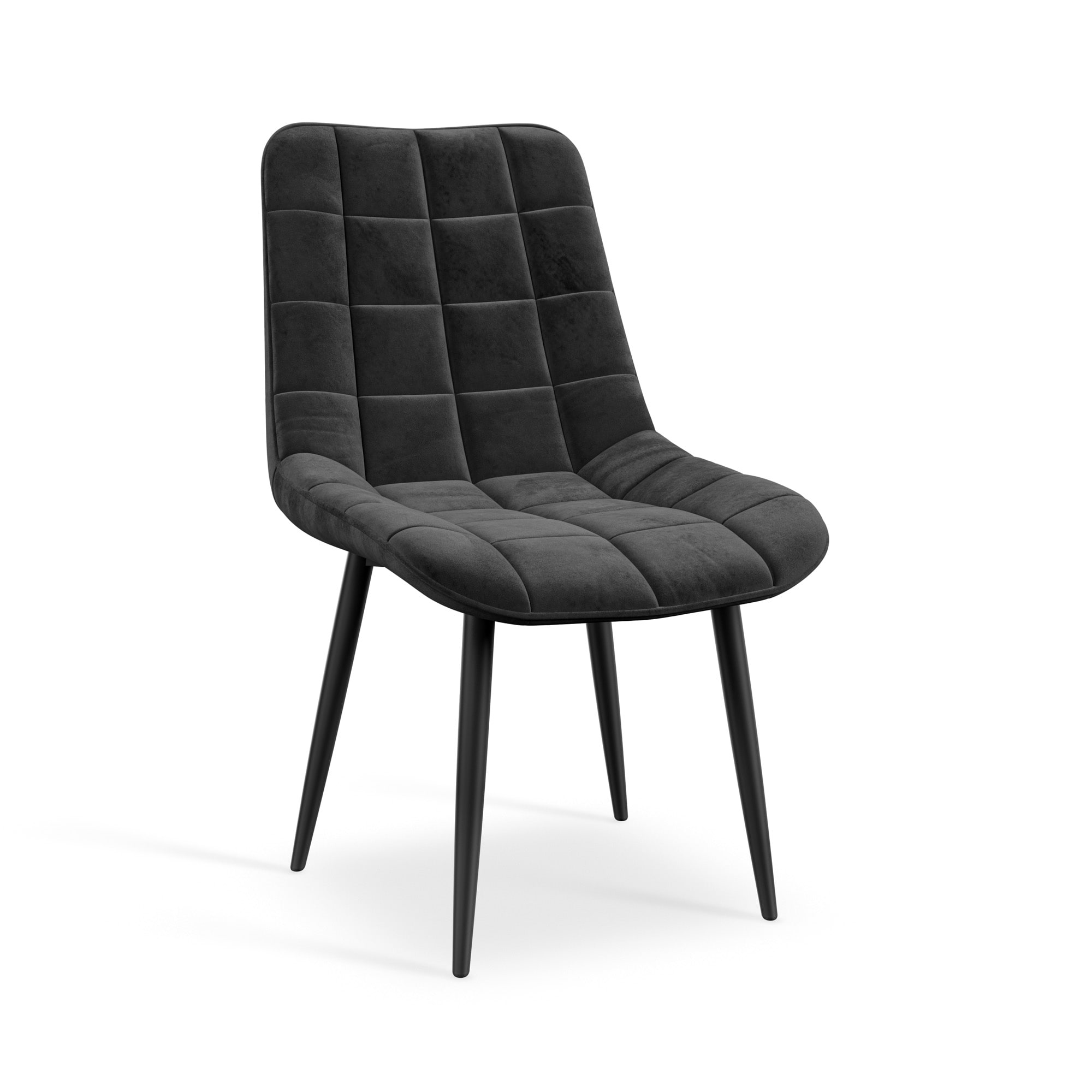 Set of 4 Nova Modern Velvet Dining Chair Padded Seat Metal Legs (Black) Black Black One Size
