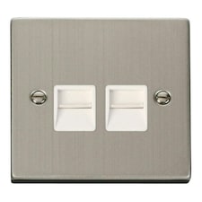 SE HOME Stainless Steel Secondary Telephone Twin Socket White | Stainless Steel