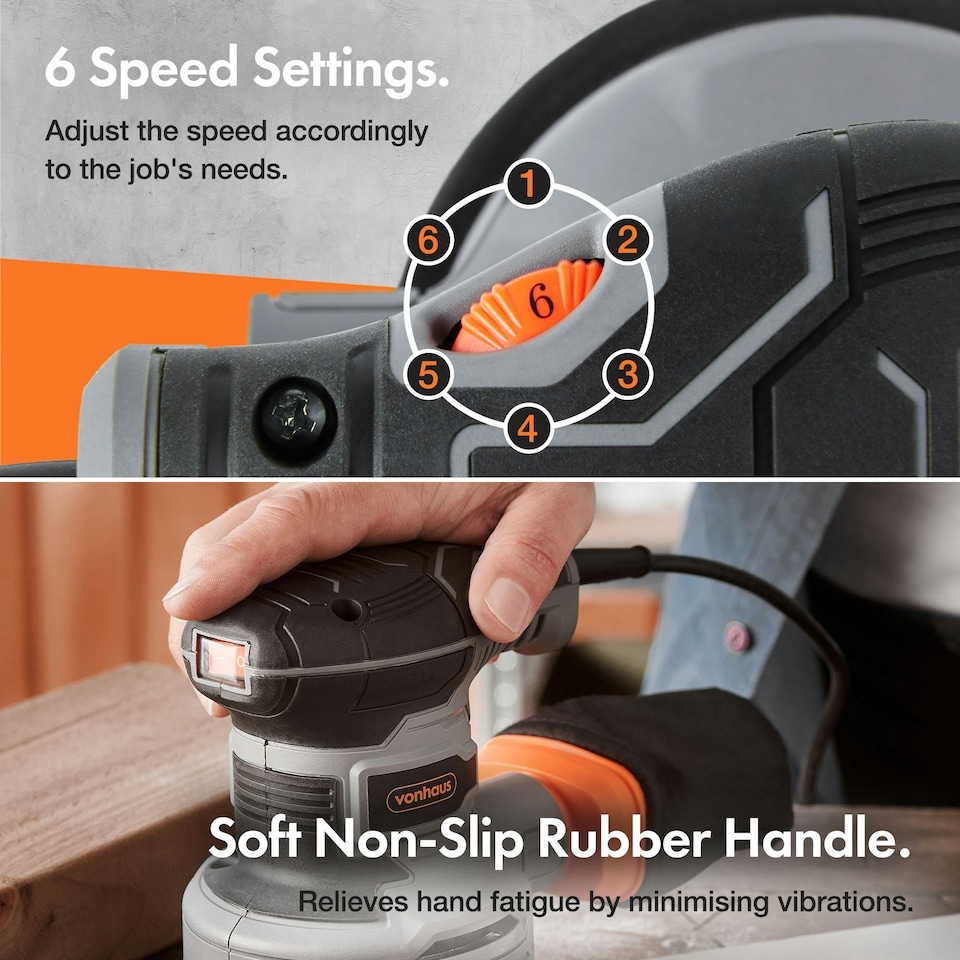 image 1 of VonHaus Random Orbit Sander With 12 Sanding Pads