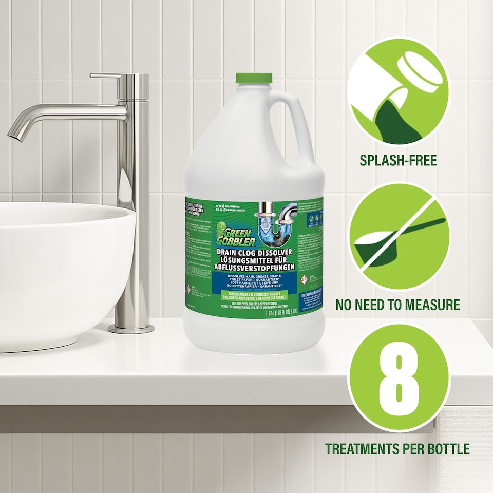 image 1 of Green Gobbler Main Line Drain Opener Toilet Unblocker Cleaner 3.8L