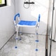 image 2 of HOMCOM Rust-Free Aluminium Bath Chair with Adjustable Height | Blue | Dark Blue
