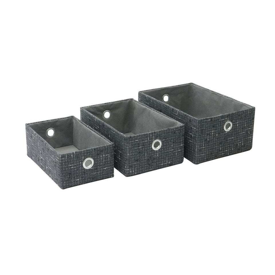 image 1 of JVL Shadow Rectangular Fabric Storage Baskets, Set of 3 | Multi