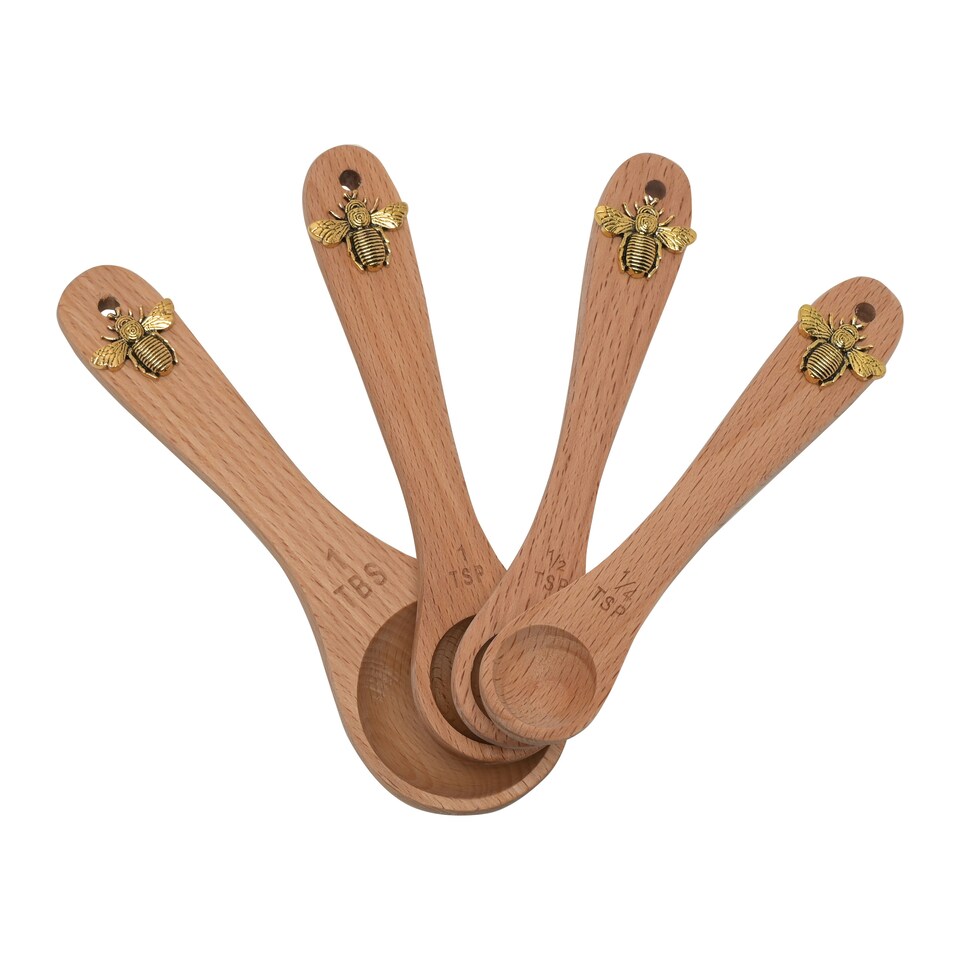 image 1 of Hestia Set of 4 Measuring Spoons Bee Brown | One Size