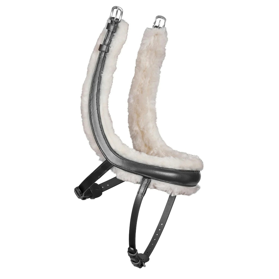 image 1 of Velociti Rapida Fleece Lined Leather Curved Horse Flash Noseband - Black - X Full