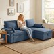 image 2 of HOMCOM Corner Sofa Bed, L Shaped Sofa with Storage Chaise, USB Ports | Blue | Blue | 205W x 136.5D x 85H cm