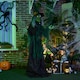 image 8 of HOMCOM 6ft Outdoor Halloween Decoration Witch, Standing Witch Prop Life Size with Sound and Motion Activated, Light Up Eyes Magical Heart, Talking Sound, Posable Arms, Moving Head