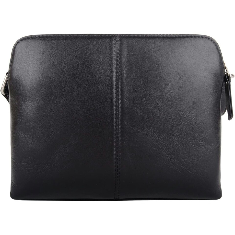 image 1 of Genuine Soft Leather Crossbody Shoulder Handbag with Adjustable Strap Grey | Dark Grey