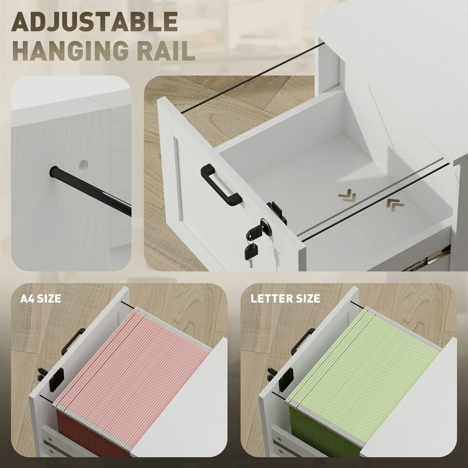 image 1 of HOMCOM 3-Drawer File Cabinet, Lockable Filing Cabinet for A4 Letter, White White