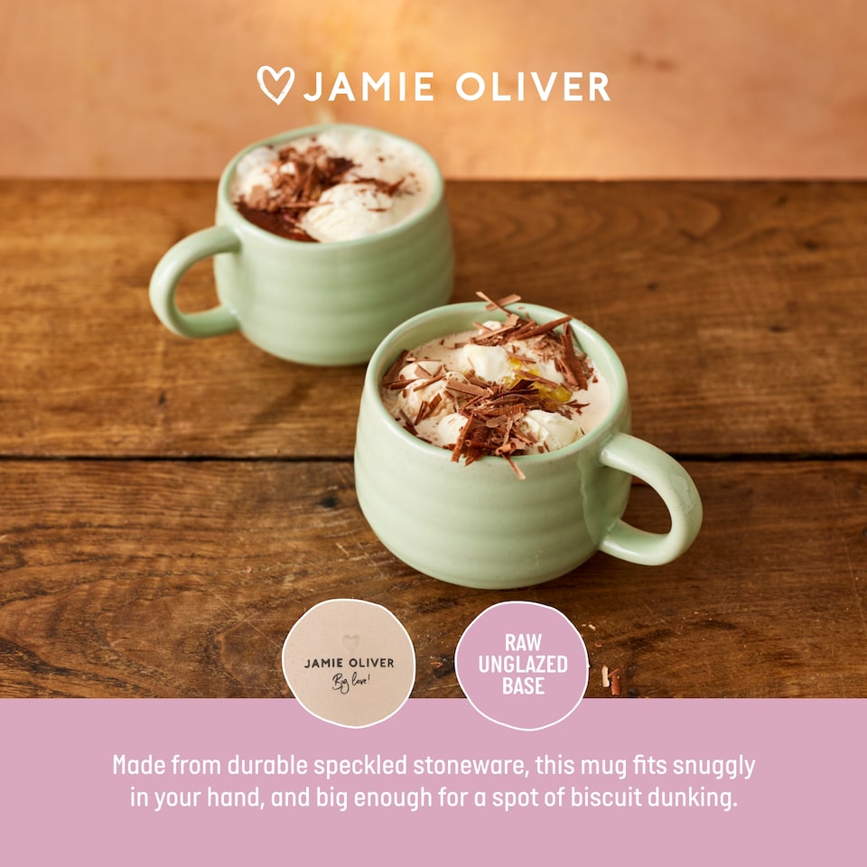 image 1 of Jamie Oliver Big Love Green Stoneware Mugs, Set of 4, 375ml | Green | Green