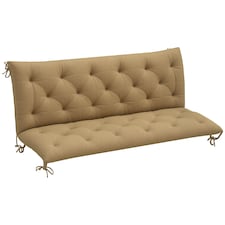 Outsunny 3 Seater Garden Bench Cushion Outdoor Seat Pad w/ Ties Khaki 