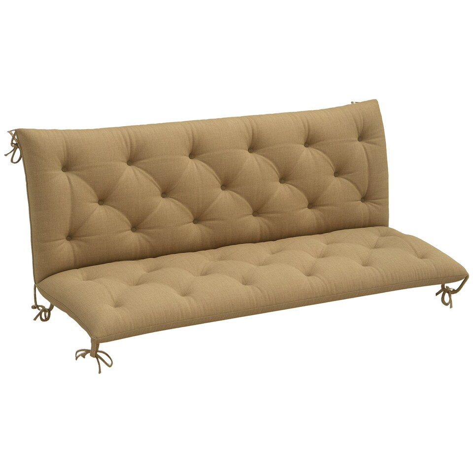 image 1 of Outsunny 3 Seater Garden Bench Cushion Outdoor Seat Pad w/ Ties Khaki 