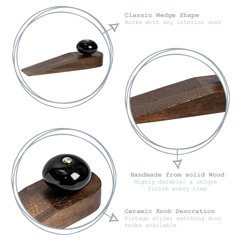 image 1 of Nicola Spring Wooden Door Stop - Black