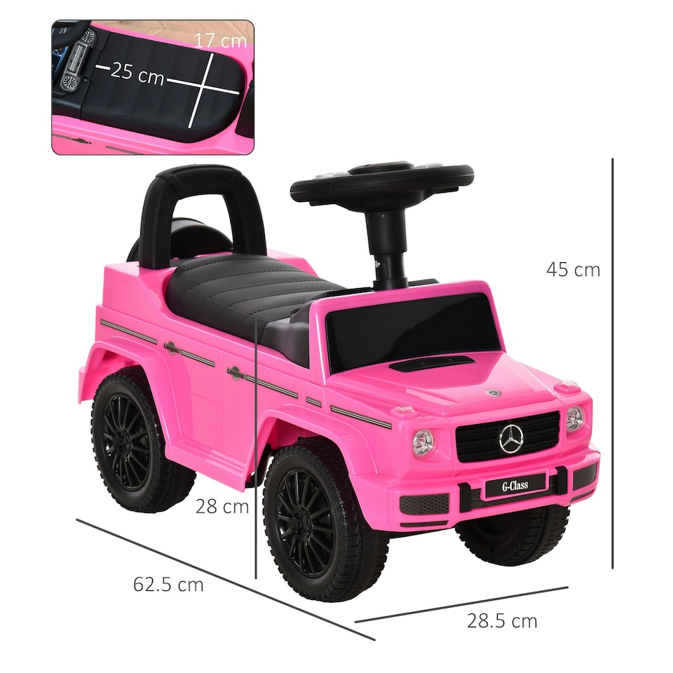 image 1 of HOMCOM Benz G350 Kids Ride on Sliding Car w/ Under Seat Storage No Power Pink