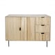 image 3 of OHS Ribbed Sideboard Table Modern Drawer Shelf Cabinet Storage | Brown | Light Wood