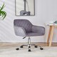 image 2 of Office Chair grey velvet swivel with arms and wheels leisure home desk computer Grey
