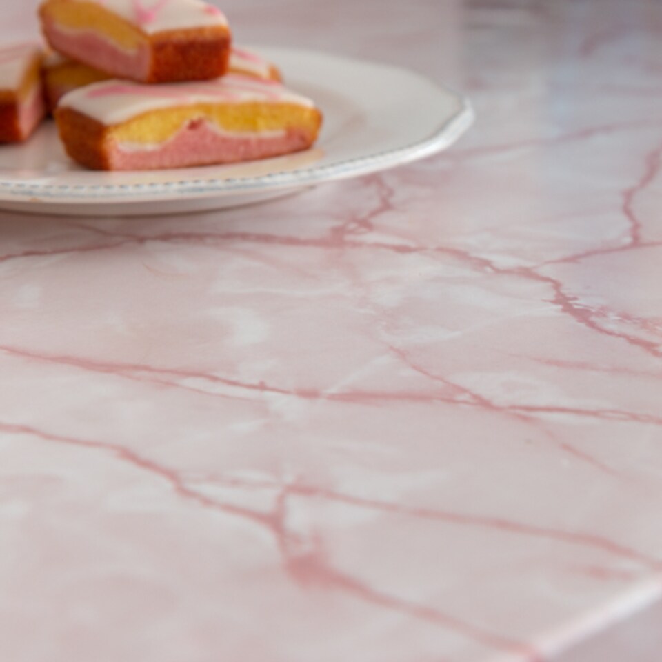 image 1 of Sticky Back Plastic Marble Pink Kitchen Self-adhesive Vinyl Wrap for Cupboards, Doors and Worktops 67.5cm x 2m (7 rolls) - d-c-fix