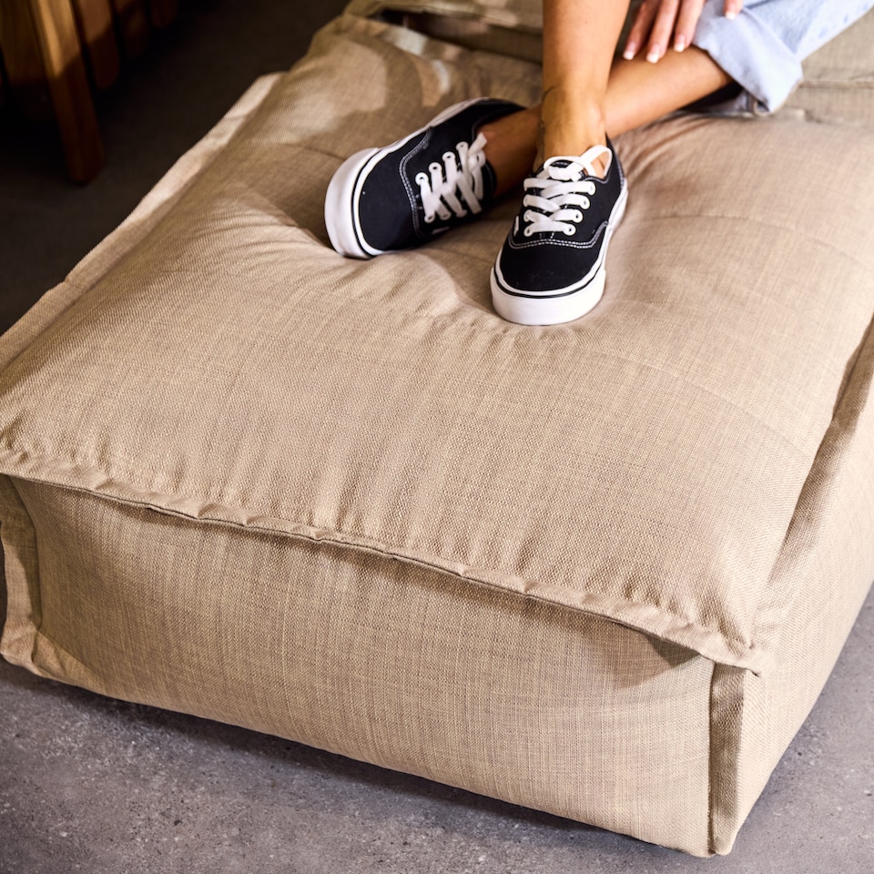 image 1 of Vita Indoor Outdoor Pouffe Footstool Beige Bean Bags | Cream | Cream | 1