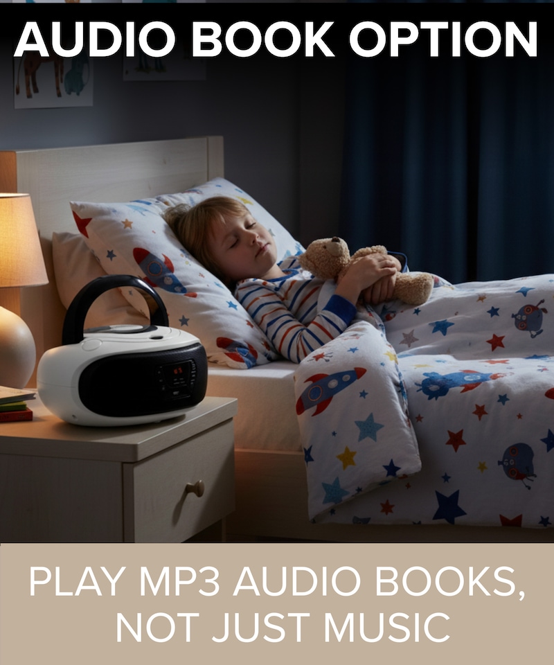 image 1 of Grouptronics Small Portable CD Player For Home With Speakers – Boombox Mains Or Battery Powered, FM Radio, Supports MP3 Audio Books - GTCDR-501