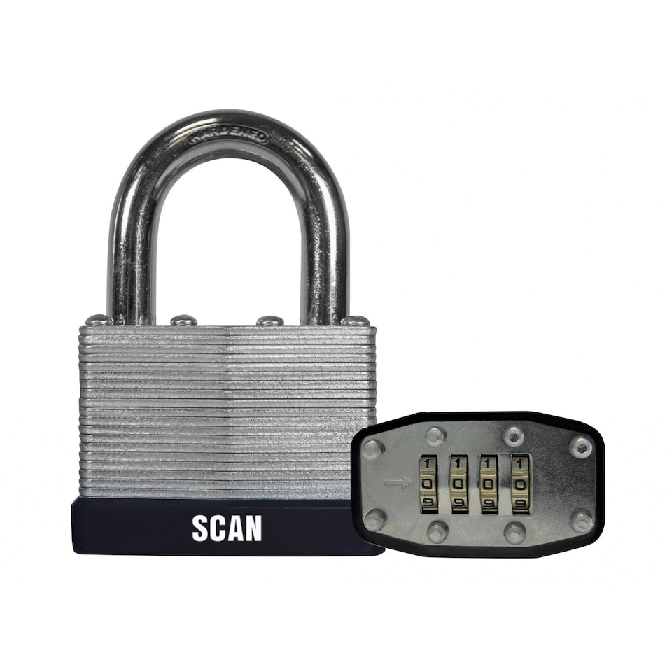 Scan Laminated Steel Combination Padlock 50mm - Multi Colour - One Size