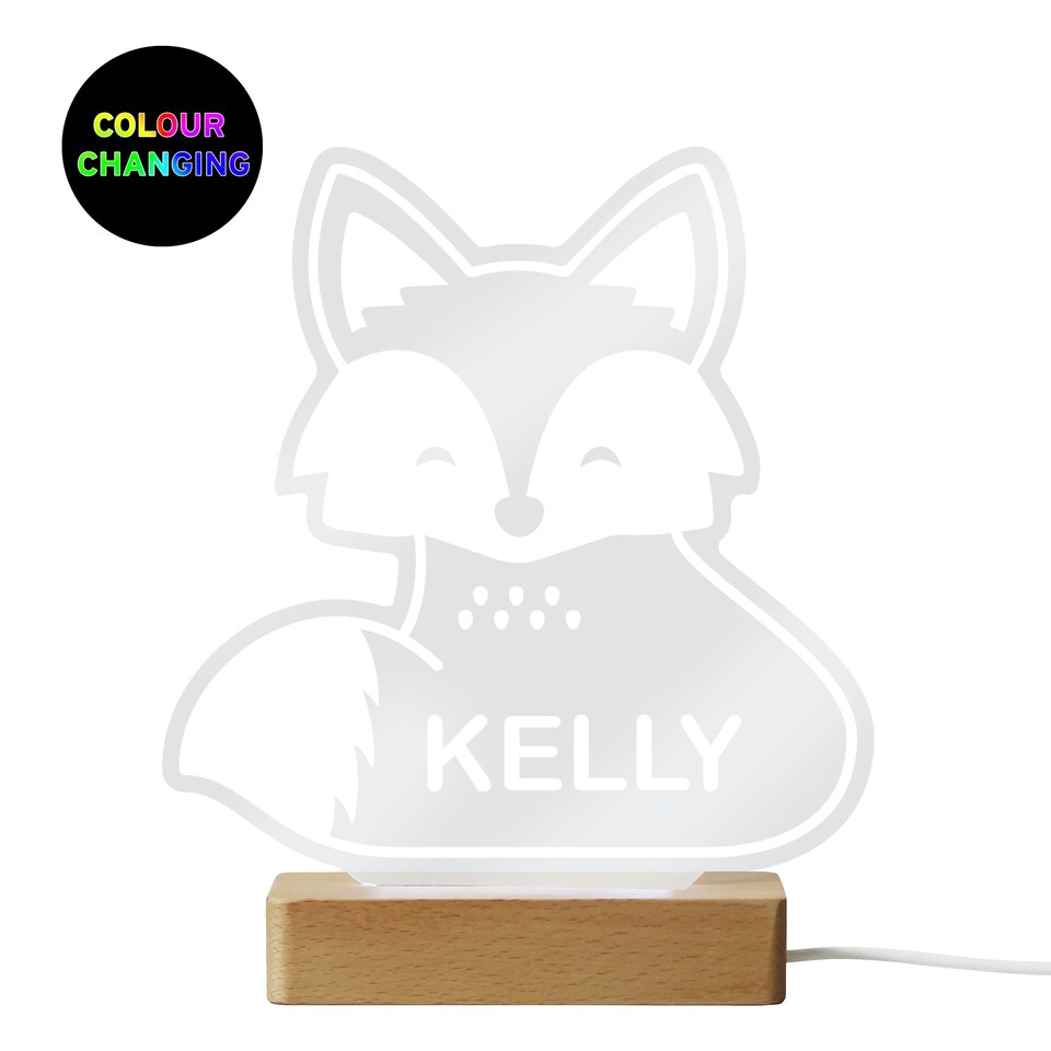 image 1 of Fox Wooden Based LED Light