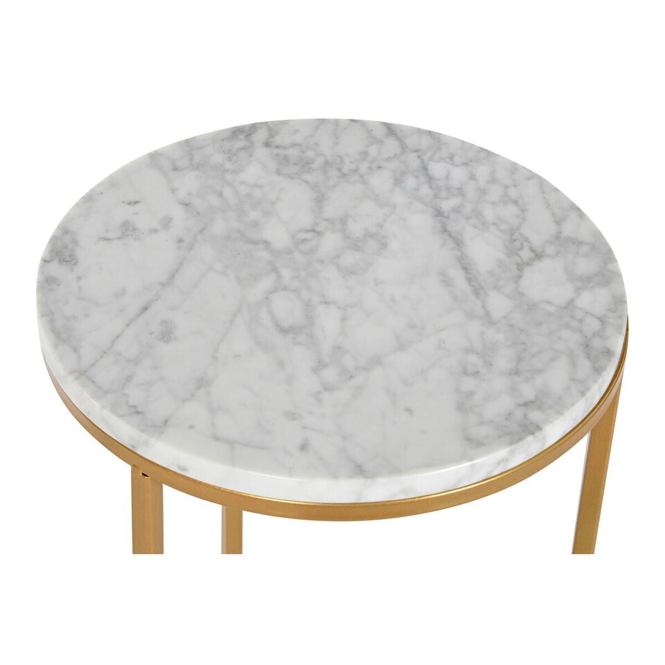 image 1 of Set of 2 tables Home ESPRIT Golden Metal Marble 40 x 40 x 64 cm