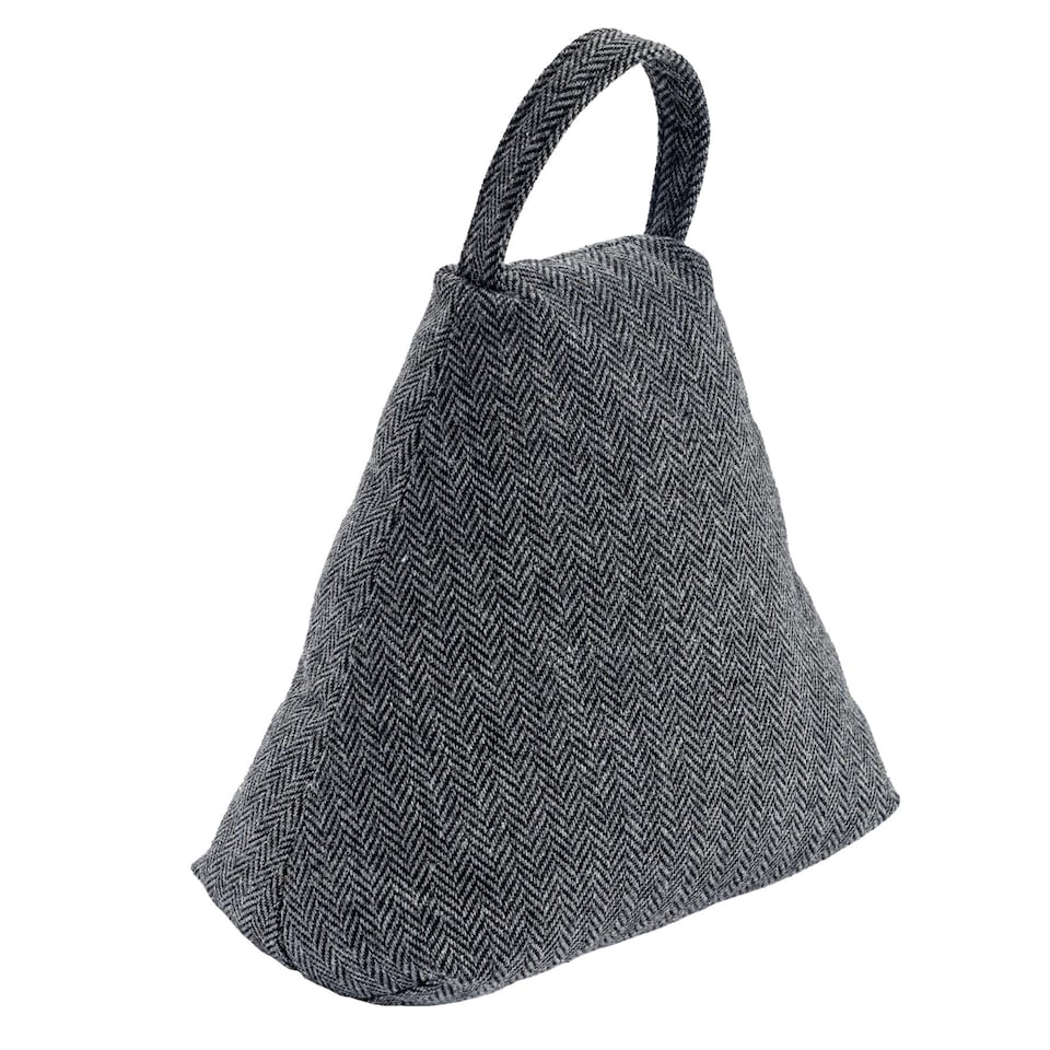 image 1 of Nicola Spring Herringbone Door Stop - 23 x 22.5cm - Grey
