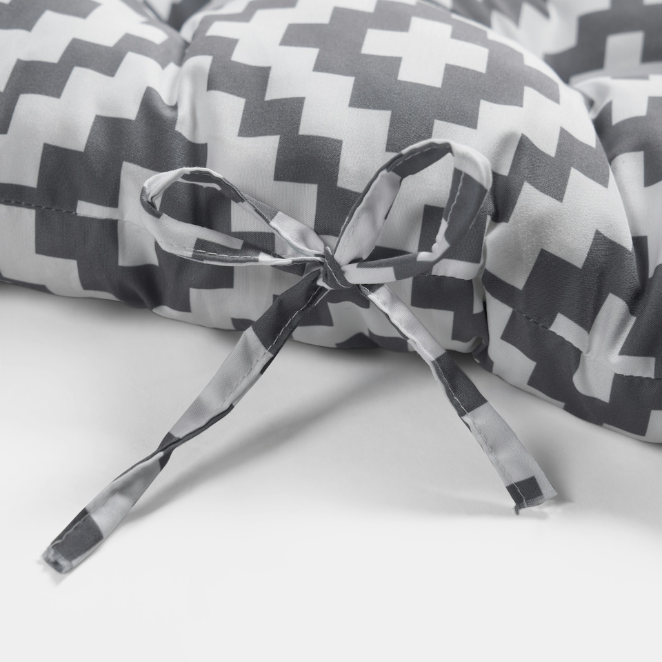 image 1 of OHS 2 x Geometric Print Outdoor Garden Patio Deck Zero Gravity Chair Sun Lounger Soft Thick Plump Comfy Filled Cushion Grey | 160 x 50cm