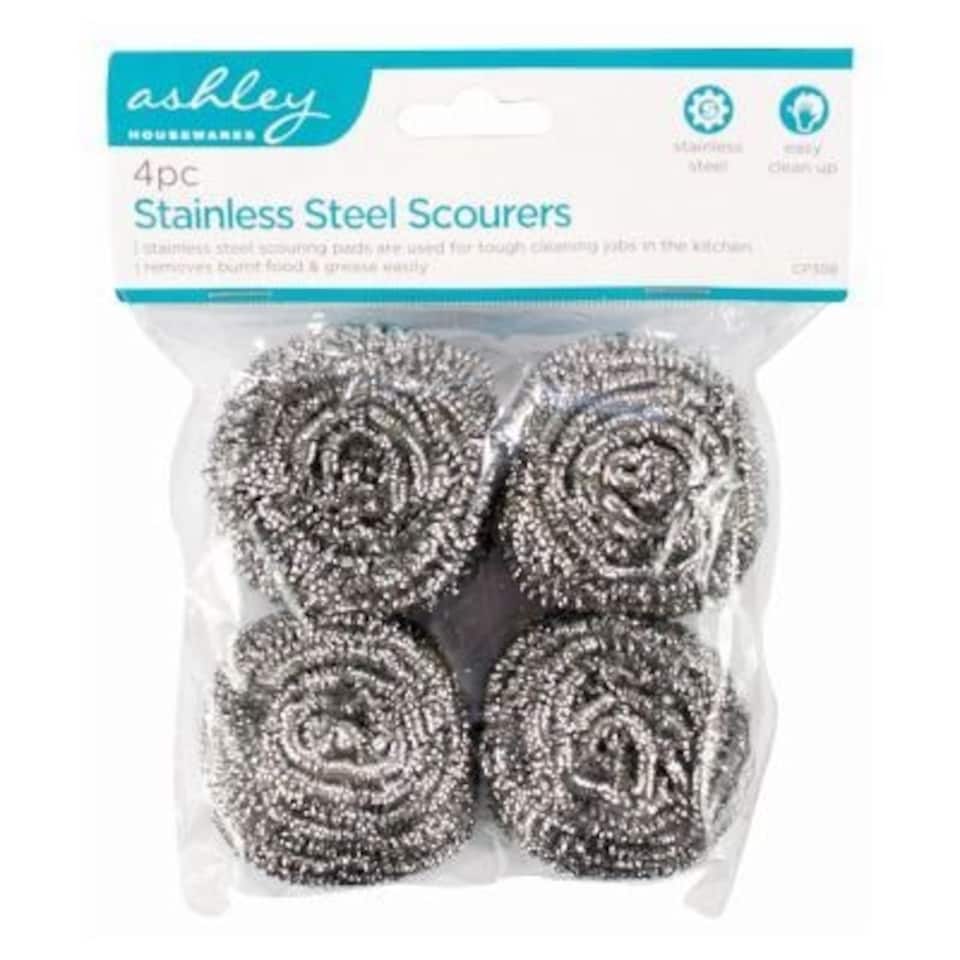 Ashley Stainless Steel Scourers - Pack of 4 Silver