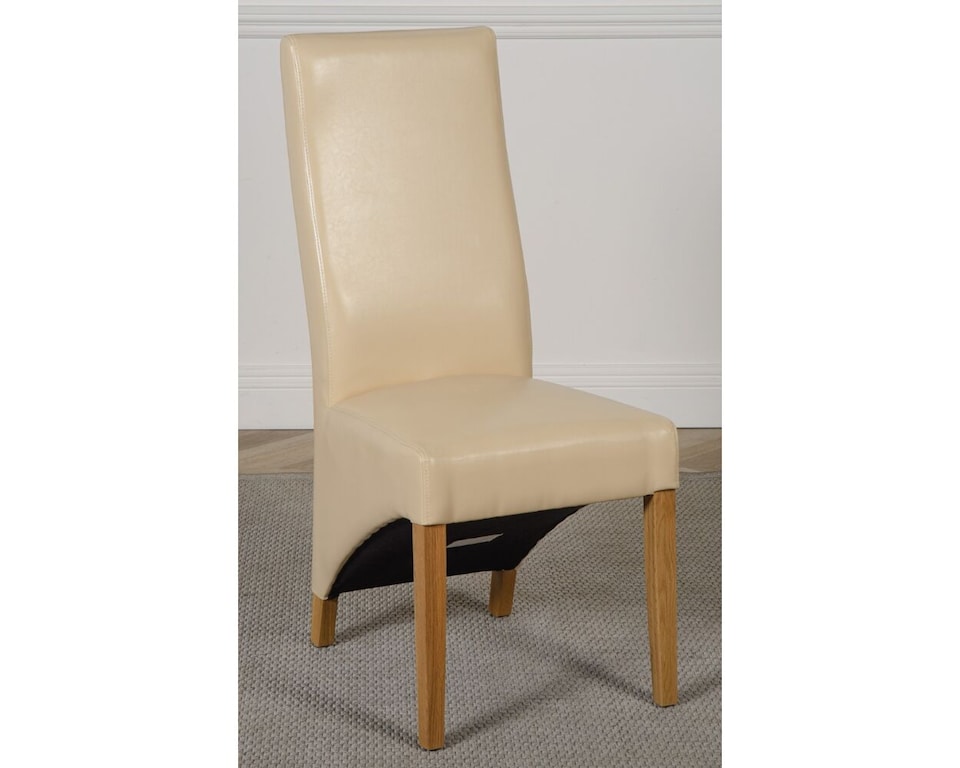 image 1 of Dakota 127 x 82cm Oak Small Dining Table and 6 Lola Leather Chairs | Cream | Cream
